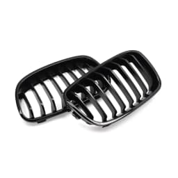 MagicKit 1Pair Bright Black Slat Line Kidney Grill Grille Auto Accessories Fit for BMW 1-Series F20 F21 2011 2012 2013 2014 2015