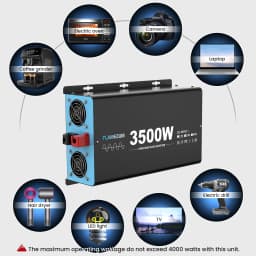3500W Continuous Power Pure Sine Wave Inverter Peak Power 7000W DC 12V to AC 230V 50HZ EU Socket LCD Car Voltmeter Converter