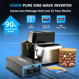 3500W Continuous Power Pure Sine Wave Inverter Peak Power 7000W DC 12V to AC 230V 50HZ EU Socket LCD Car Voltmeter Converter