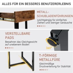 Desk with drawer, 120x55x75 cm, computer table small, office Table Office table Wood PC table
