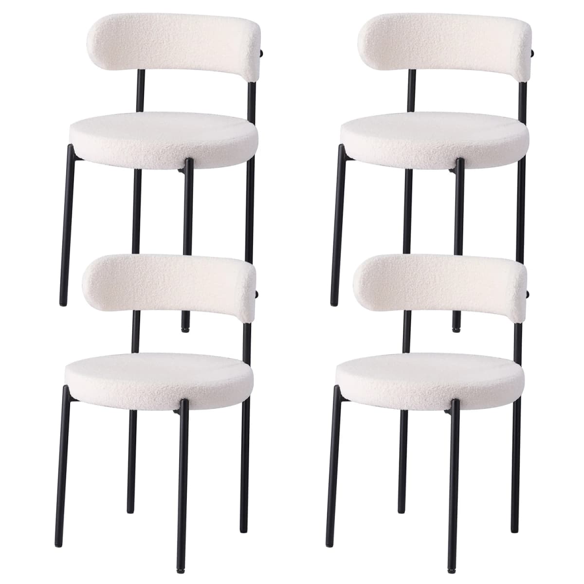 EGOONM 2/4/6Pcs Nordic Style Dining Chairs Upholstered Kitchen Chairs with Teddy Velvet Chair Home Dining Room Kitchen Chairs