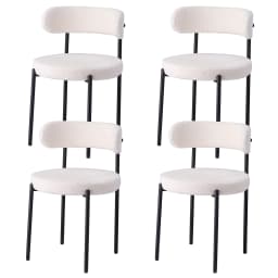 EGOONM 2/4/6Pcs Nordic Style Dining Chairs Upholstered Kitchen Chairs with Teddy Velvet Chair Home Dining Room Kitchen Chairs