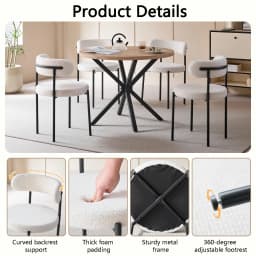 EGOONM 2/4/6Pcs Nordic Style Dining Chairs Upholstered Kitchen Chairs with Teddy Velvet Chair Home Dining Room Kitchen Chairs