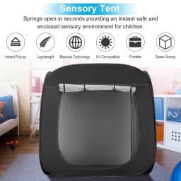 Sensory Tent for Kids 117x115cm, Pop-up Sensory Blackout Play Tent for for Children with Autism, ASD & ADHD with Advanced Silver Inner Lining with Carry Bag, DE Stock