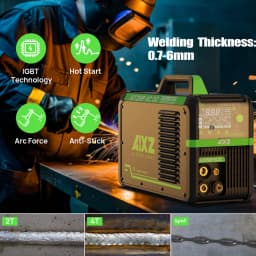 AIXZ 250 Amps 5 in 1 HF TIG Welder AIT250P AC/DC Aluminum Welding MMA ARC Argon Digital Pulse TIG Welding Machine 2T/4T IGBT Inverter for Stainless Steel Aluminum Hot Start Arc Force Anti-Stick