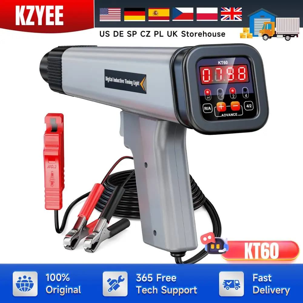 Engine Timing Light with Tachometer Timing Light Automotive 12V for 2&4 Stroke Petrol Engine for Car Motorcycle Marin KZYEE KT60
