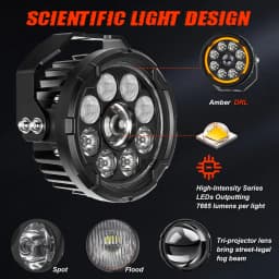CO LIGHT offroad use Motorcycle 5 inch LED Work Light High Low Beam LED Auxiliary Lights Strobe 3500K 6500K For 4x4 Truck Dirt SUV 12V 24V