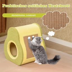 Cat Cave in Avocado Look, 2-in-1 Cat Bed & Jute Scratching Board, Cat Tent Cat Furniture Indoor, 35 x 33 x 40 cm