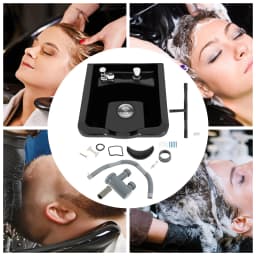Comfortable Wall-mounted Shampoo Bowl with Hot & Cold Water Function,Durable ABS Material,Retractable Hose for Easy Hair Washing