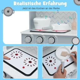 Children's Kitchen with Play Accessories, Light and Sound, Children's Play Kitchen Wooden with Microwave and Water Tank, Toy