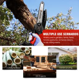 EMDTOOL 6-Inch Cordless Electric Handheld Chainsaw Brushless with 1.5Ah Battery,for Tree Branch Wood Cutting,Courtyard,Garden