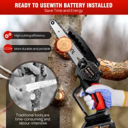 EMDTOOL 6-Inch Cordless Electric Handheld Chainsaw Brushless with 1.5Ah Battery,for Tree Branch Wood Cutting,Courtyard,Garden