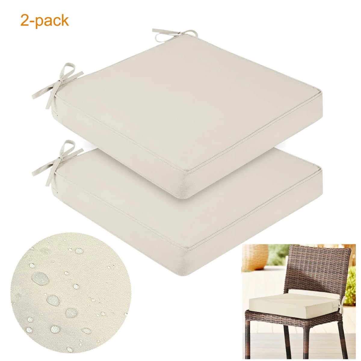 Outdoor Seat Cushion Waterproof Chair Cushions for Patio Furniture with Removable Cover High Resilience Foam Sofa Chair Cushion