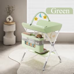 Baby Changing Table with Wheels Adjustable Height Folding Diaper Station with Nursery Organizer Storage Rack For Newborn Infant