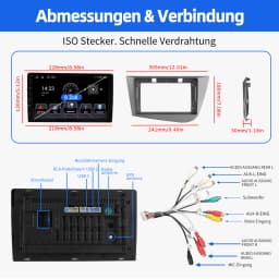 ESSGOO 9" 2DIN Android 14 Car Stereo Radio for Seat Leon MK2 1P1 05-12 Wireless Carplay Android Auto GPS Navi SWC FM BT WiFi RDS