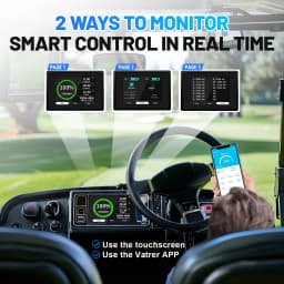 HRBEEnergy 48V 105AH Lithium Golf Cart Battery,6000+ Deep Cycle,with 20A Charger,Touch Monitor &Mobile APP,Max Output 10.24KW