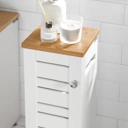 SoBuy BZR85-W Freestanding Toilet wheels Holder Toilet wardrobe Toilet Paper storage Bathroom Shelf Bathroom wardrobe White Nature