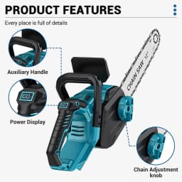 DRILLPRO 12Inch 1200W Brushless Cordless Electric Chainsaw Battery-Powered for Wood Cutting with LCD Screen Lightweight Portable