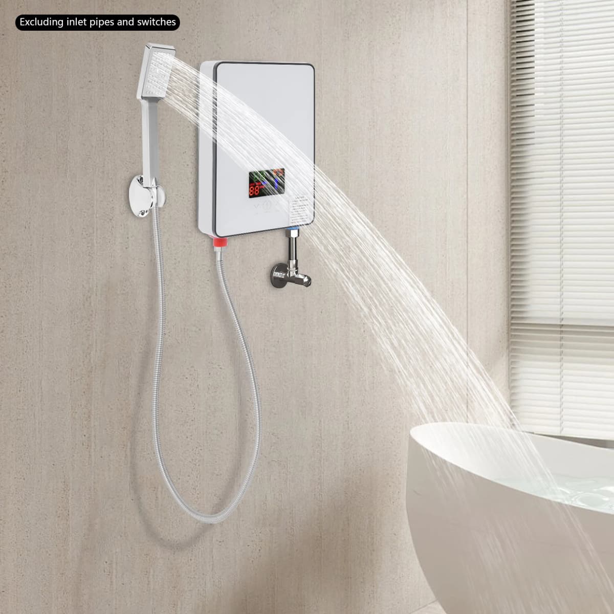 Electric Water Heater, Instantaneous Water Heater Starting Flow 1.2-1.5L/0.32-0.4gal/min 0.6Mpa Water Pressure