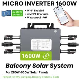1600W Grid-Tie Micro invert with 4 MPPT inputts | 230V AC Output, WiFi Monitoring, IP67 for Solar Systems (280W-550W per Panel