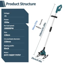 21V Electric Cordless Weed Wacker 3IN1 Lawn Edger/Trimmer/Mower 6“ 90° Blade Adjustable Handle Grass Trimmer Garden Power Tool