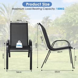 3 Pieces Patio Furniture Set Outdoor Stackable High-back Chairs and Glass Coffee Table for Lawn, Garden, Balcony, Poolside