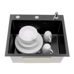 Black Stainless Steel Kitchen Sink Built-in Sink with Soap Dispenser Built-in Sink for Kitchens Bathrooms Laundry Rooms 50x45x20cm