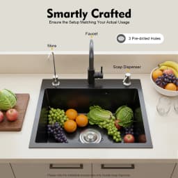 Black Stainless Steel Kitchen Sink Built-in Sink with Soap Dispenser Built-in Sink for Kitchens Bathrooms Laundry Rooms 50x45x20cm
