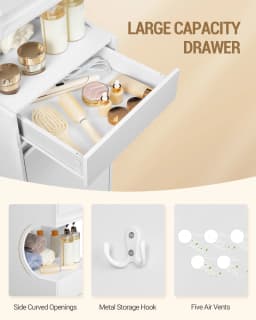 Bathroom Cabinet with Laundry Basket, Tall Bathroom Cabinet, Laundry Bag, with Foldable Laundry Basket, Door and Drawer