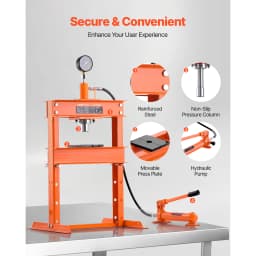 SucceBuy Hydraulic Shop Press 10T H-Frame Shop Press with Press Plate&H-shaped Base Adjustable Hydraulic Press Fit for Bending