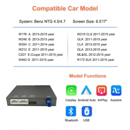 Bonroad Wireless Carplay Android Auto Retrofit Kits for Mercedes Benz a B C E Class Gla Cla Glk Cls W204 W176 W246 Ntg4.5/4.7