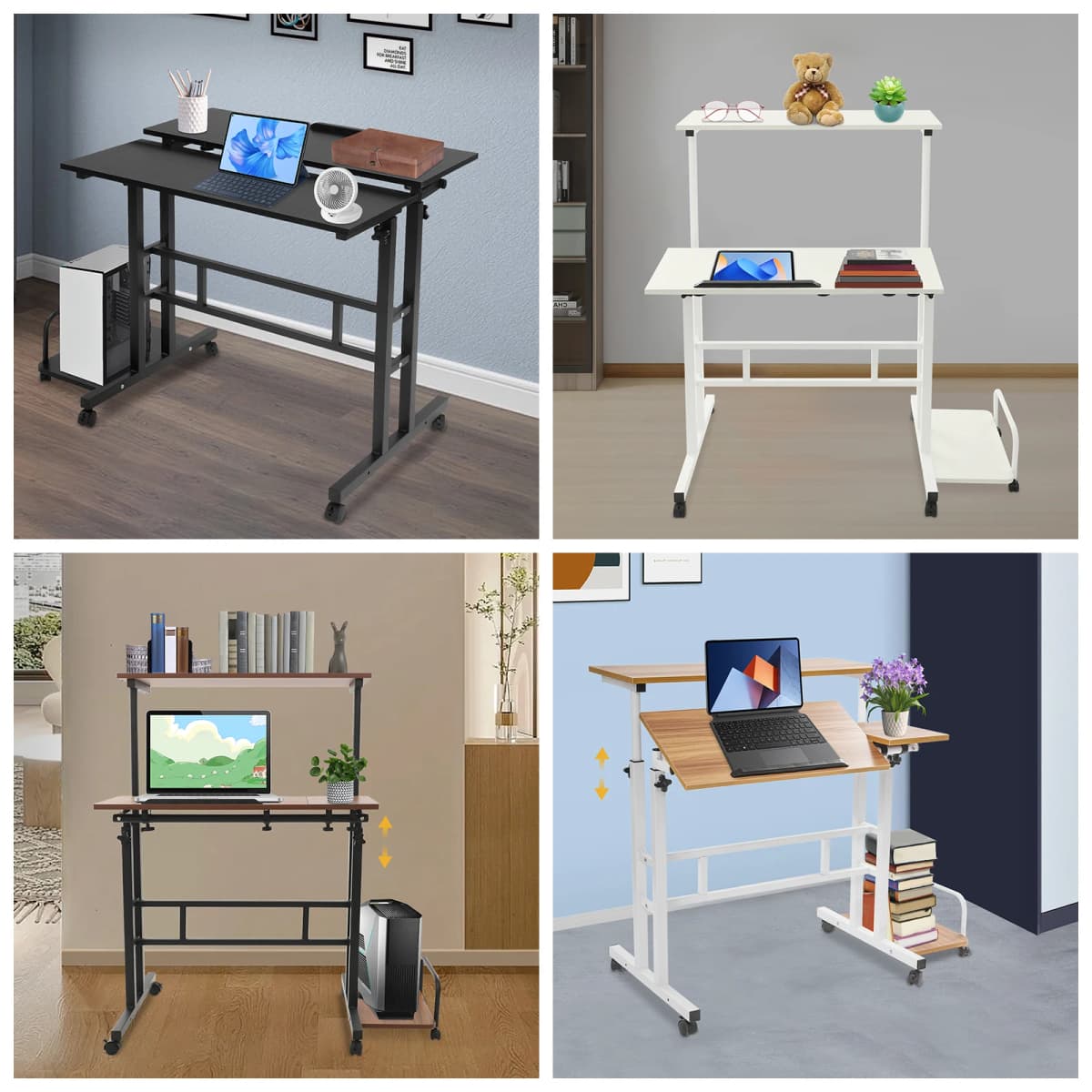 Modern Multi Functional Foldable Desk Floor Standing Computer Desk Adjustable Computer Table