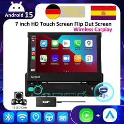 ESSGOO Android 15 Car Radio Retractable Screen Carplay 1Din Car Multimedia Player GPS Navigation Autoradio WIFI Auto Bluetooth