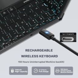 JOMAA Portable 98 Key Folding Travel Keypad with LED Backlit,Rechargeable Bluetooth&2.4G Wireless Touchpad Keyboard for Win/Mac