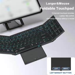 JOMAA Portable 98 Key Folding Travel Keypad with LED Backlit,Rechargeable Bluetooth&2.4G Wireless Touchpad Keyboard for Win/Mac