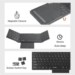 JOMAA Portable 98 Key Folding Travel Keypad with LED Backlit,Rechargeable Bluetooth&2.4G Wireless Touchpad Keyboard for Win/Mac