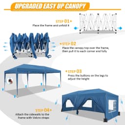 3x6m Folding Gazebo Party Tent With 6 Sidewall Pop Up Garden Canopy Awning UV 50+ Height Adjustable For Beach Wedding Camping