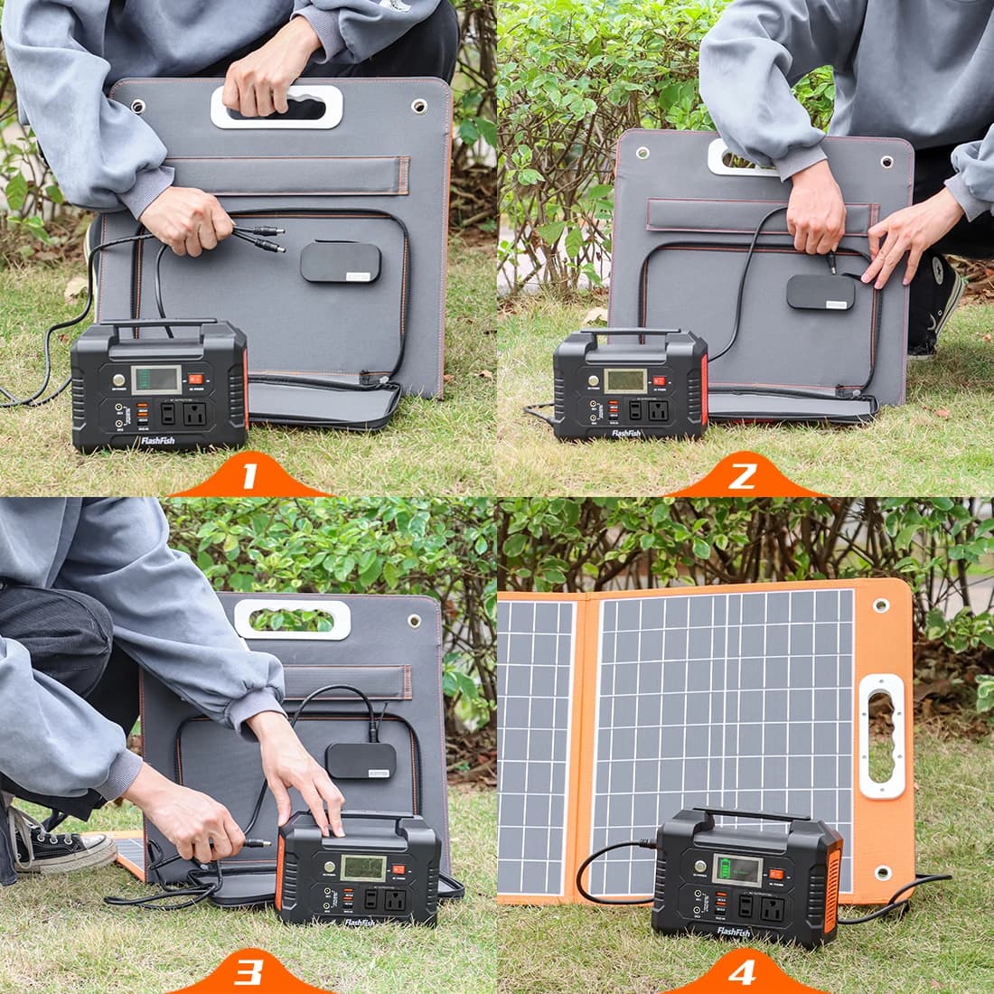 FF Flashfish E200 200W Portable Power Station with 60W Foldable Solar Panel 151Wh Complete Kit Set Solar Generator Emergency AC