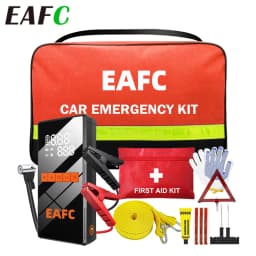 Ultimate Car Emergency Kit: 1200A Jump Starter, 150PSI Air Pump, Tire Repair, SOS Light & Tools Included