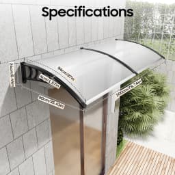 115*90*24cm Aluminum Polycarbonate Front Door Canopy Solid Durable Super Load-bearing Sound Insulation Flame Retardant