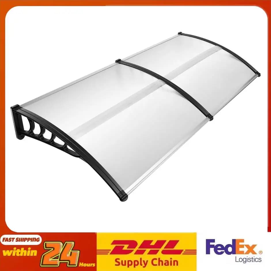 115*90*24cm Aluminum Polycarbonate Front Door Canopy Solid Durable Super Load-bearing Sound Insulation Flame Retardant