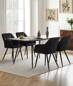 Set of 4 Upholstered Velvet Chair Dining Room Chair Kitchen Chair with Soft Backrest
