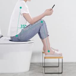 Metal and Wood Toilet Stool, Bathroom Stool for Adults, Waterproof and Non-Slip Potty Stool, Portable and Healthy Toilet Stool, Black
