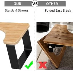 Metal and Wood Toilet Stool, Bathroom Stool for Adults, Waterproof and Non-Slip Potty Stool, Portable and Healthy Toilet Stool, Black