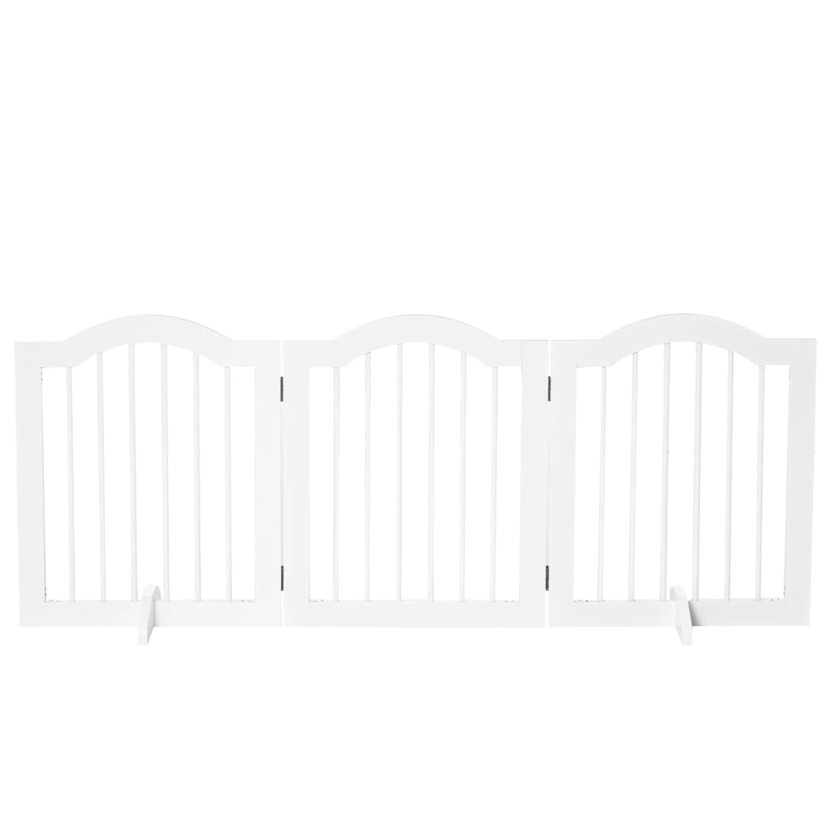 Dog barrier, safety gate, dog gate, configuration gate, 3-piece with two support feet, stable, foldable, MDF, white