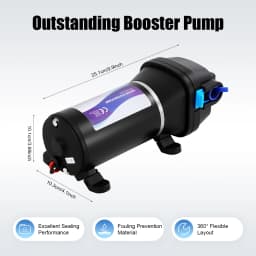 132W DC 12V Water Transfer Pump with Filter Connectors - Automatic Start-Stop Booster Pump for Home Pressure Switch Included