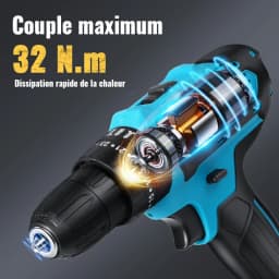 21V Cordless Drill Driver Set,2-Speed 1350RPM, 24-Piece Kit, 2 Battery Electric Screwdriver with 32 Torque Settings for Home DIY