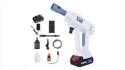 25 Bar Cordless High Pressure Washer with 1.5Ah 21V Battery and Charger, Duckbill Nozzle, 5m Hose, Quick Connectors, Foam Pot