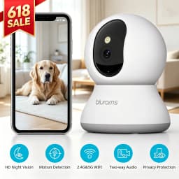 Blurams Indoor Security Camera 2K, Home Security Camera for Dog/Elder, Security Camera with One-Touch Call Update A31S-2pc