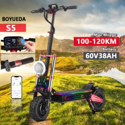 BOYUEDA S5 E-Scooter Dual Motor 60V38Ah NFC Activation Electric Scooter 11"off-road Tire Intelligent APP Control EScooters